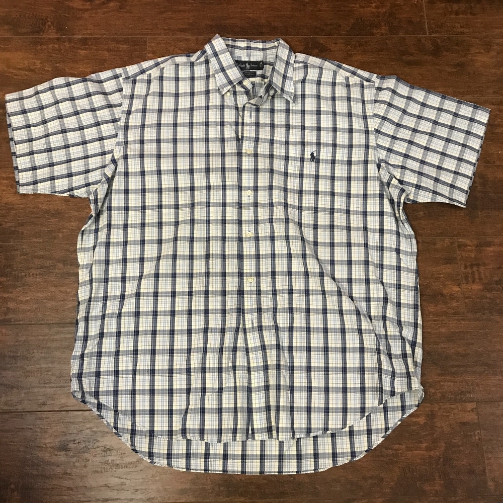 Ralph Lauren Casual Plaid Navy Yellow Button Down