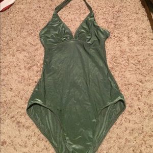 Mirella Halter Leotard Iridescent Green
