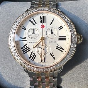 Michele Serein Large Two Toned Diamond Dial Watch