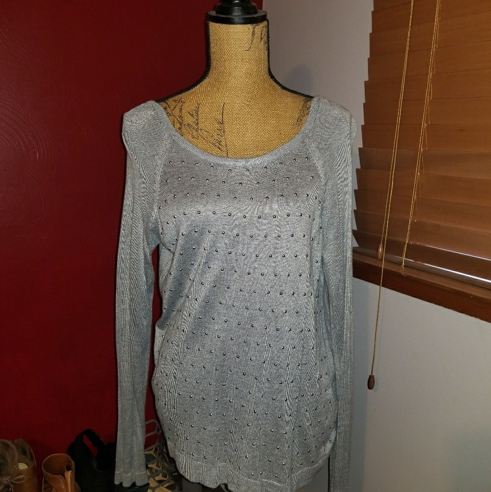 Scoop back embellished sweater