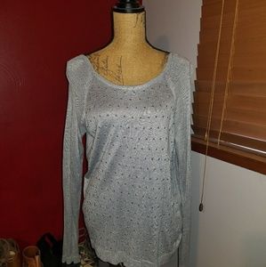 Scoop back embellished sweater