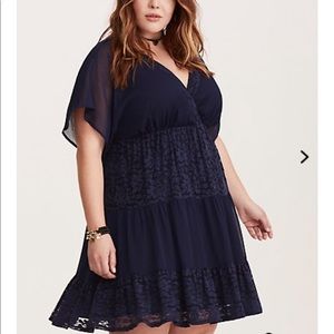 Navy blue Plus Chiffon Dress