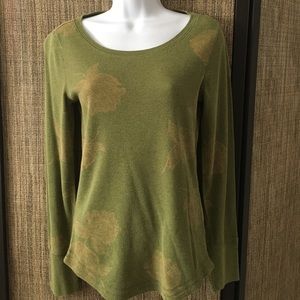 Caslon green floral Long Slv Thermal shirt Sz S b1