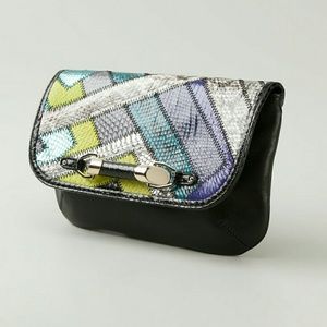 🐍Jimmy Choo Zora Cutch Snakeskin calf leather NEW
