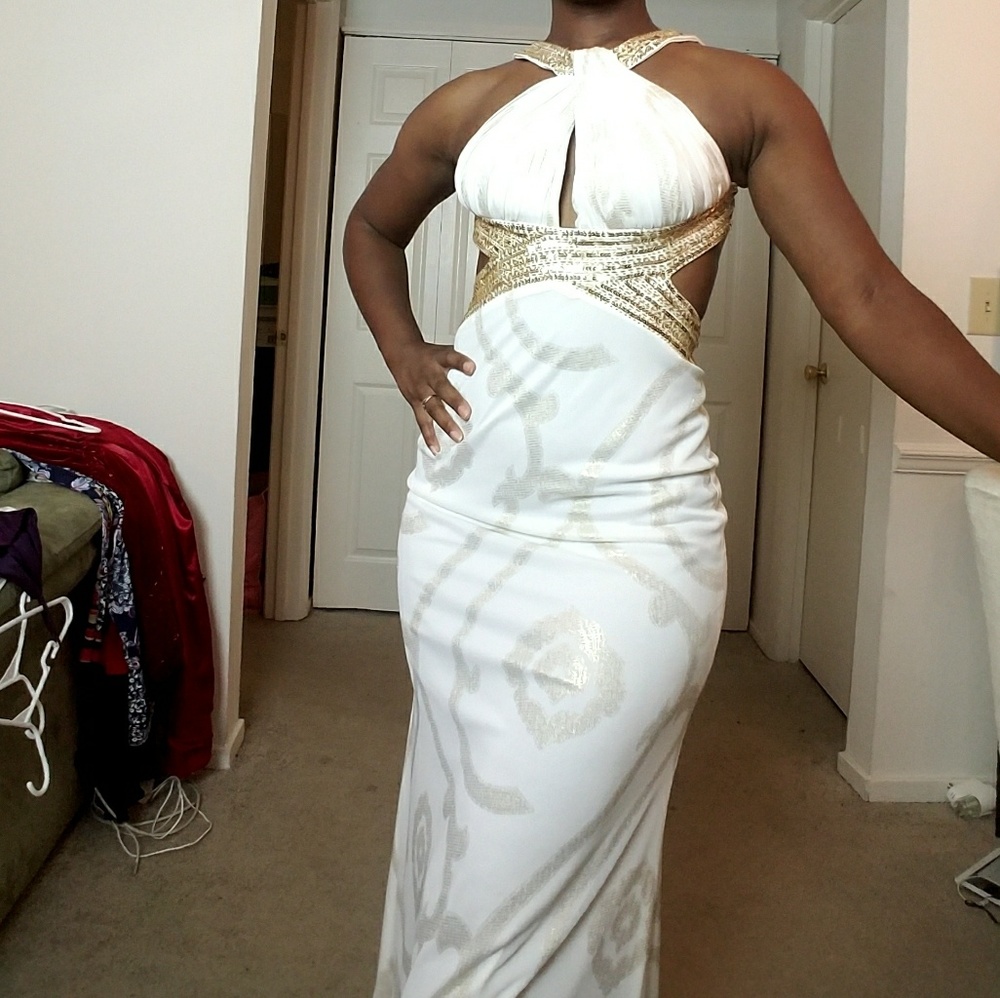 Formal White and Gold Gown