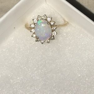 Opal and diamond ring