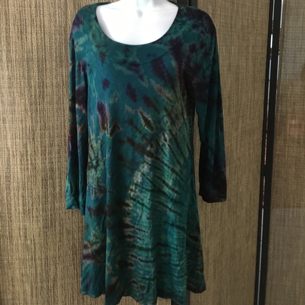 Kathmandu Imports rayon Long Sleeve dress L b1