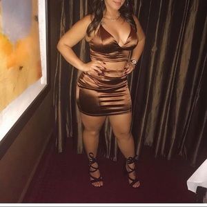 Two piece silk dress suit