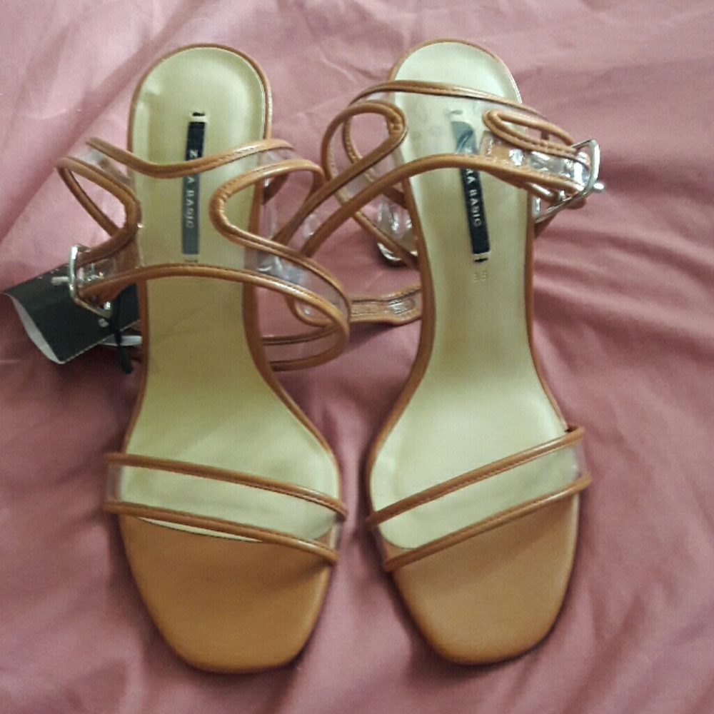 Zara clear n cognac sandal
