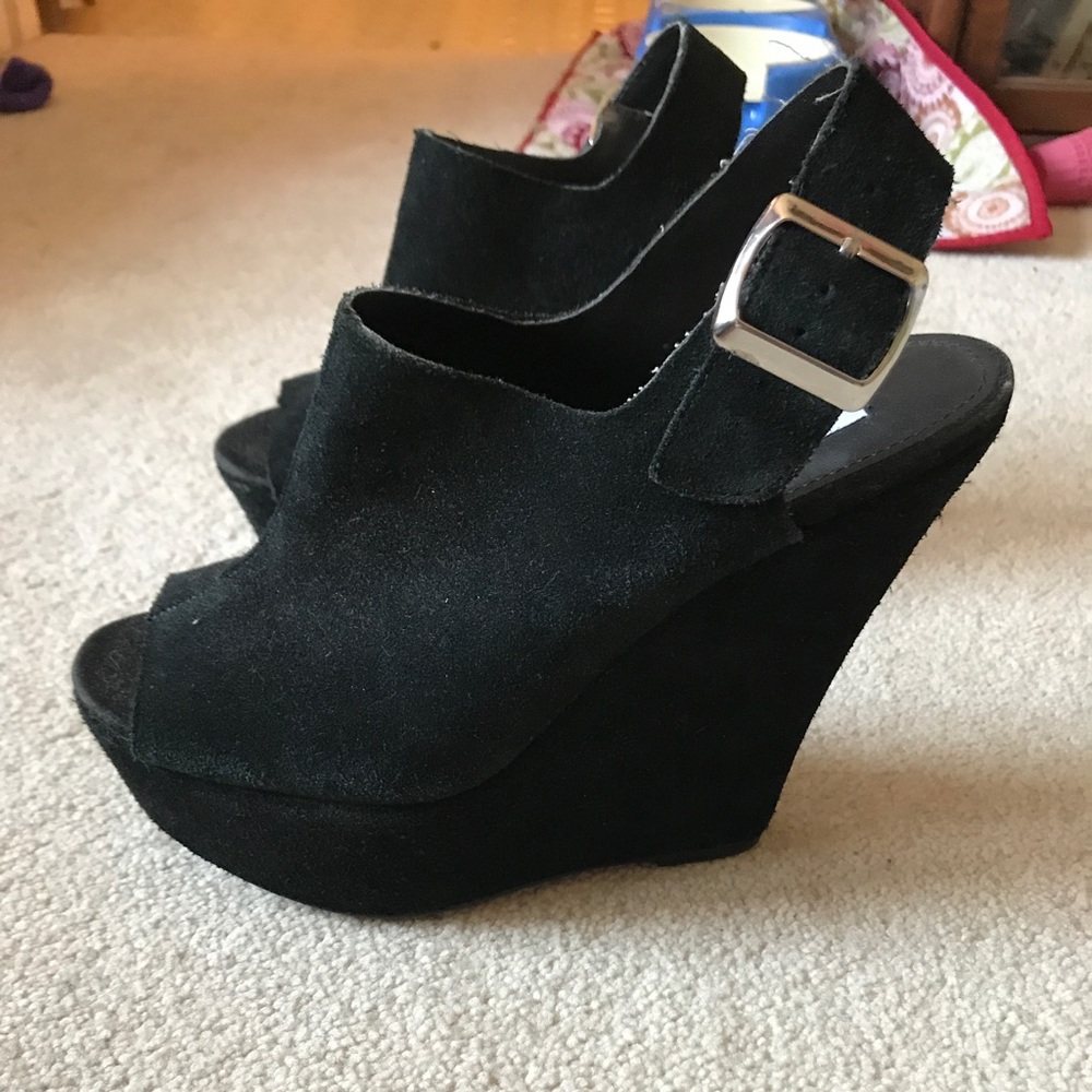 Black suede Steve Madden wedge