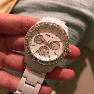 White Fossil Watch