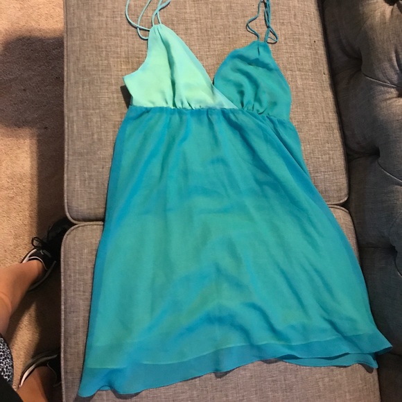 Two tone teal dress - Picture 1 of 1