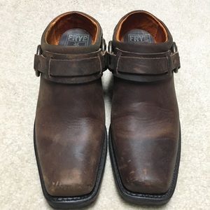 Frye belted harness mules. Excellent condition.