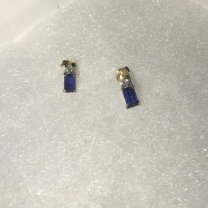 Man made sapphire earrings 10k