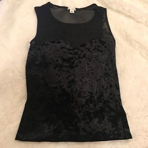 Black Velvet top with sheer chest
