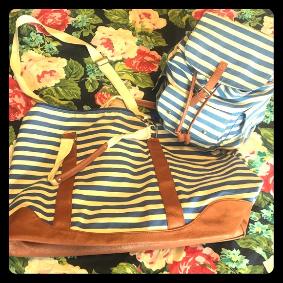 Handbags - Large Canvas Bag with matching Book Bag
