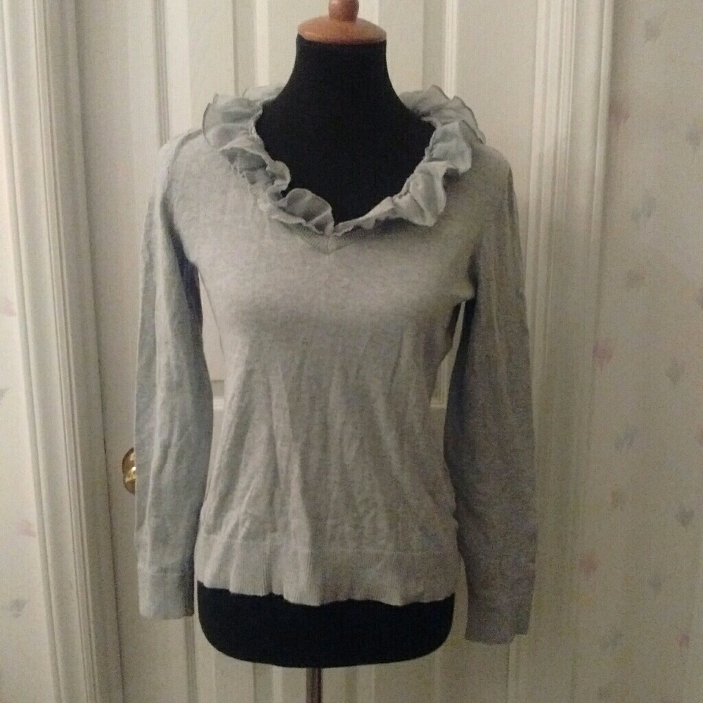 Chaps Sweater blouse ruffle top sz M