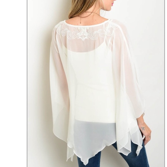 Off white sheer batwing top - Picture 5 of 5