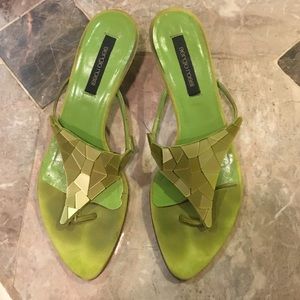 Used Sergio Rossi green kitten heel