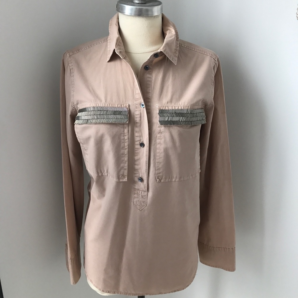 Beaded chevron popover shirt