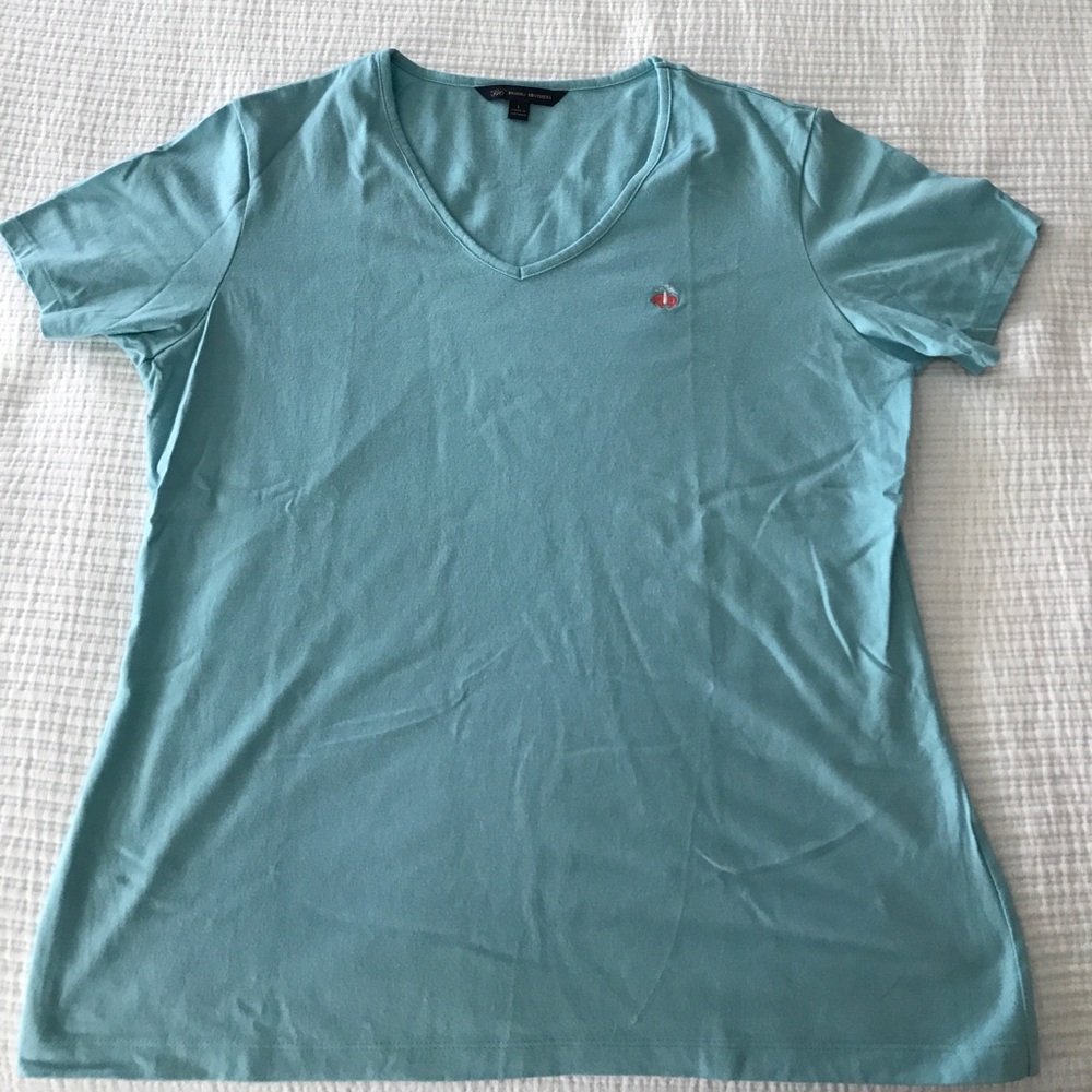 Brooks Brothers Cotton V-Neck Tee (Aqua)