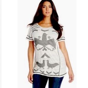 Lucky Brand Embroidered Bird Top Blouse! 1X