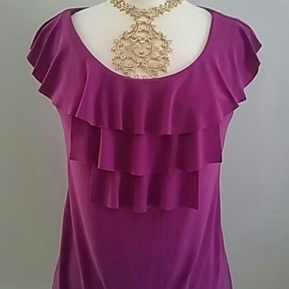 Claudia Richard Tops - CLAUDIA RICHARD PURPLE RUFFLE SLEEVELESS TOP
