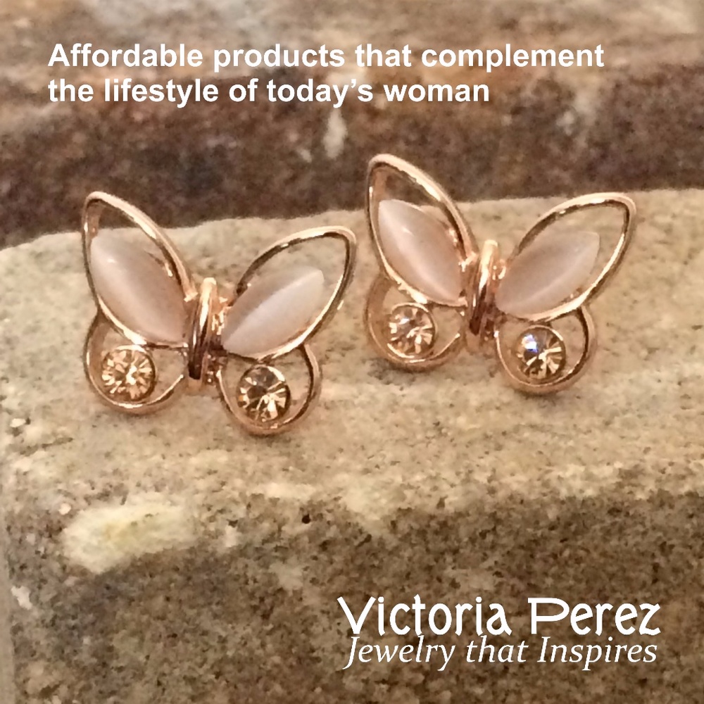 Butterfly Stud Earrings - Picture 2 of 6