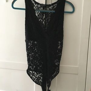 Black lace body suit