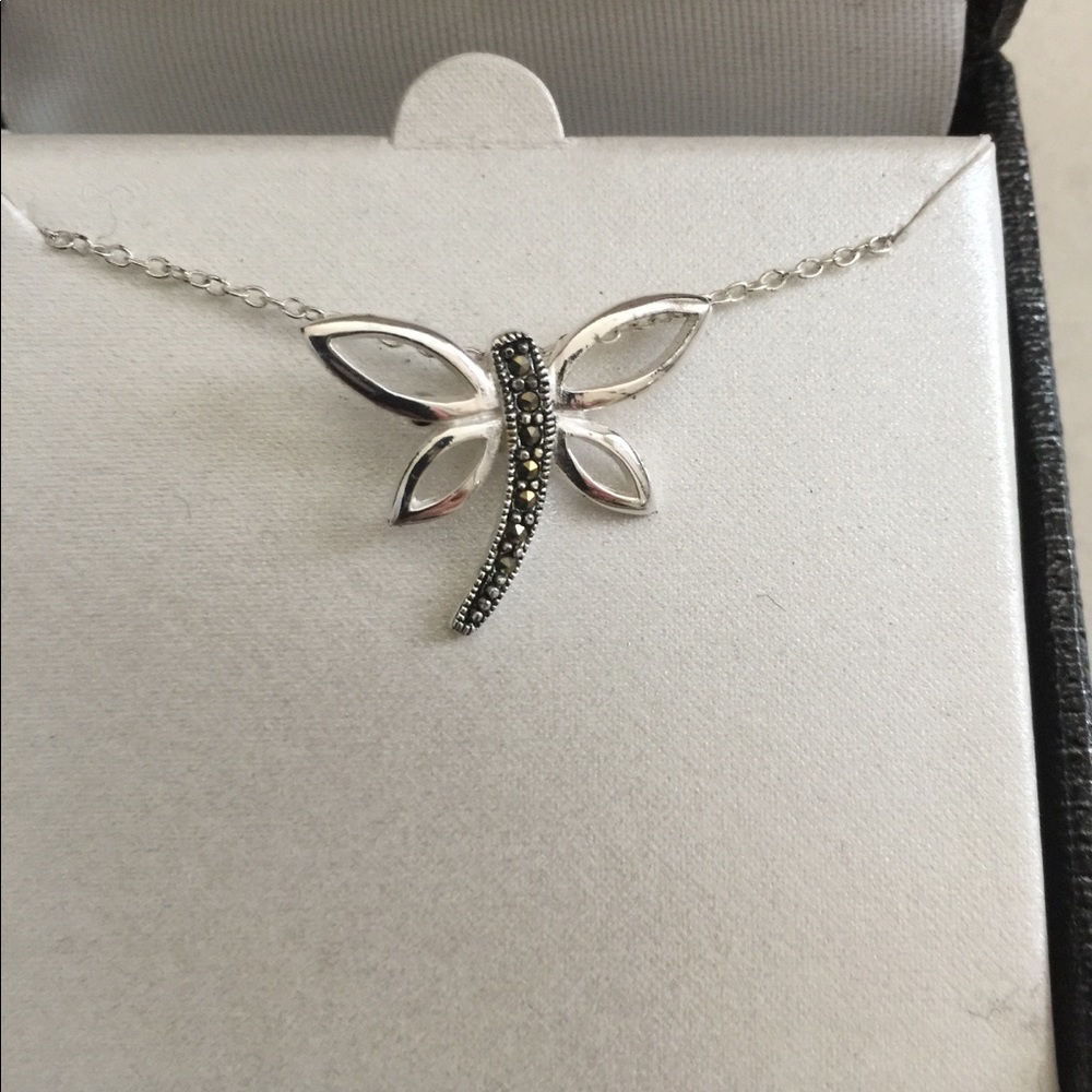 Sterling Silver,MARCASITE DRAGONFLY,18inches chain