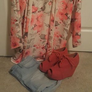 Cute, coral, wedged booties!