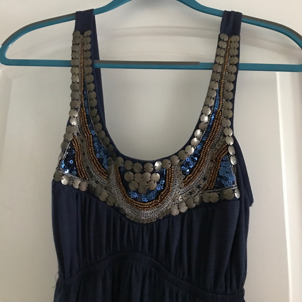 Beaded Navy Dress