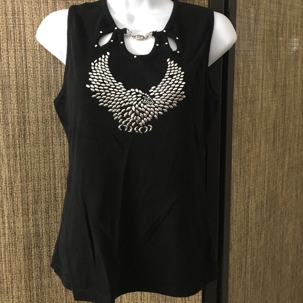 Black with silver metal eagle Hard Rock  Sz L b1