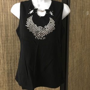 Black with silver metal eagle Hard Rock  Sz L b1