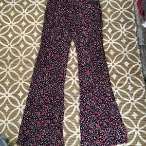 Flared boho floral pants