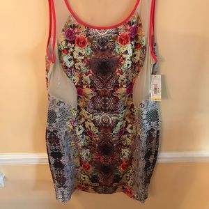Multi print body con dress