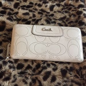 Coach Perforated Zip Wallet Off White
