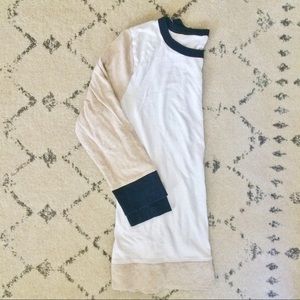 J Crew Artist Tan and Navy Raglan Tshirt