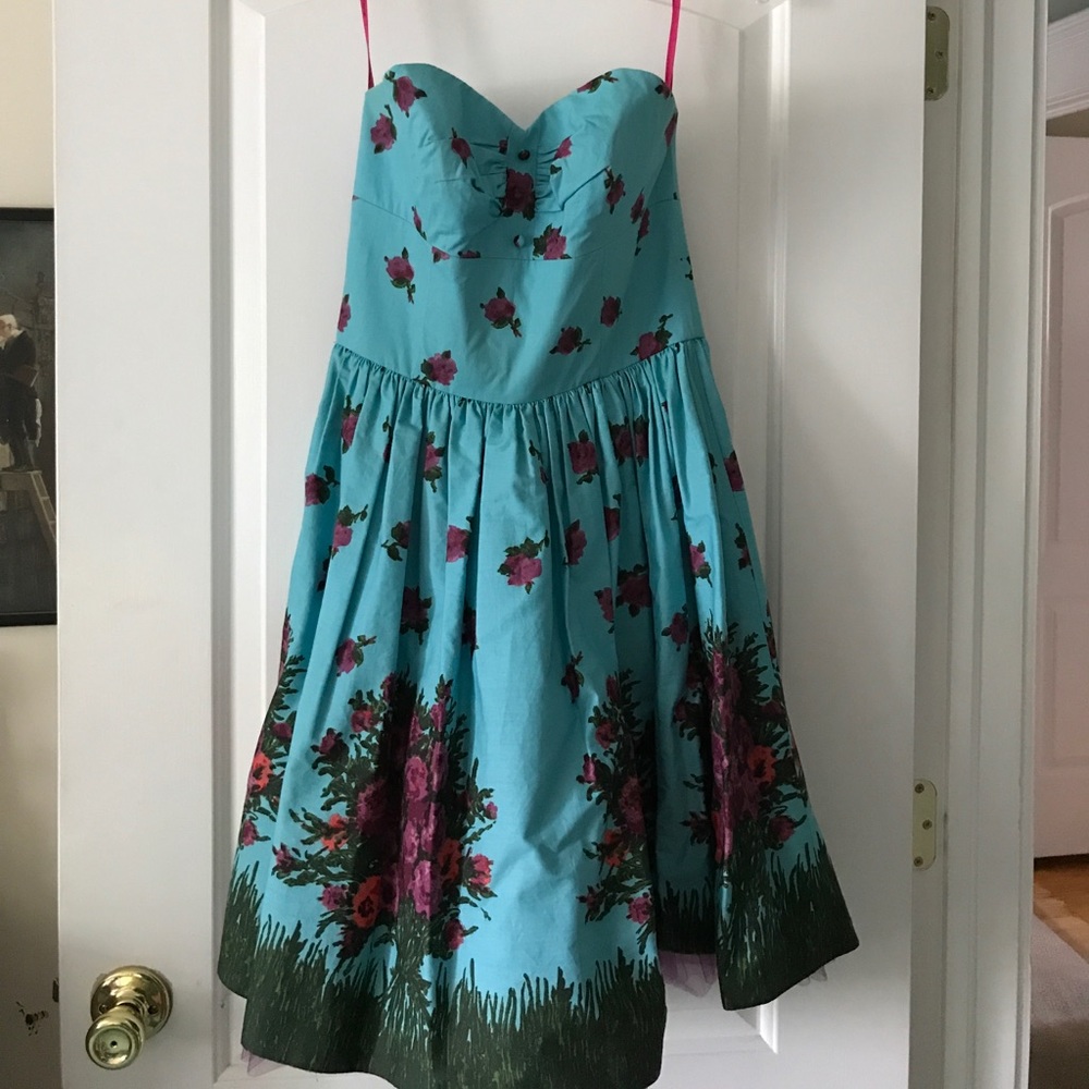 Betsy  Johnson Floral Strapless Dress