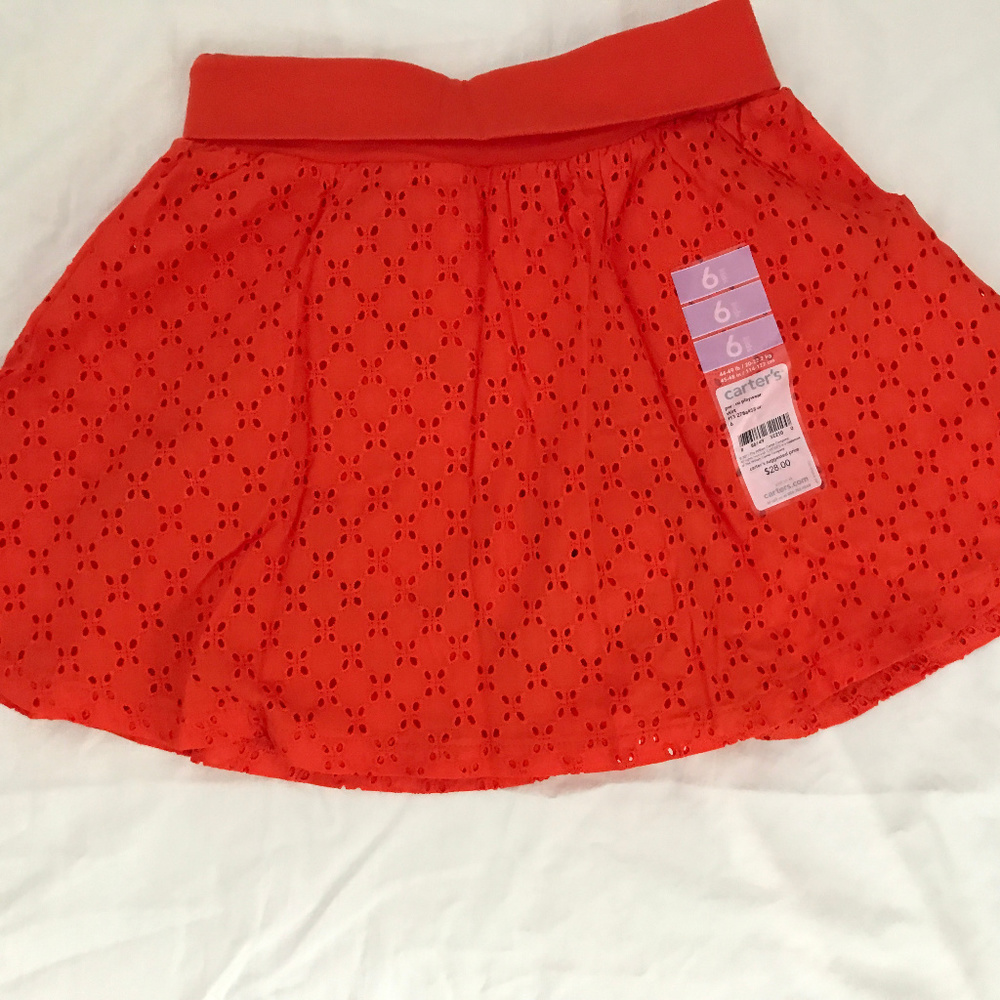 Carter's dark orange eyelet skort skirt S 5 6 7