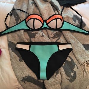 Blue and Orange Triangl bathing suit