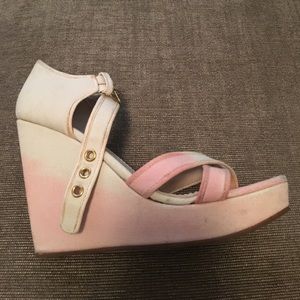 Miu Miu pink and white ambrè wedges