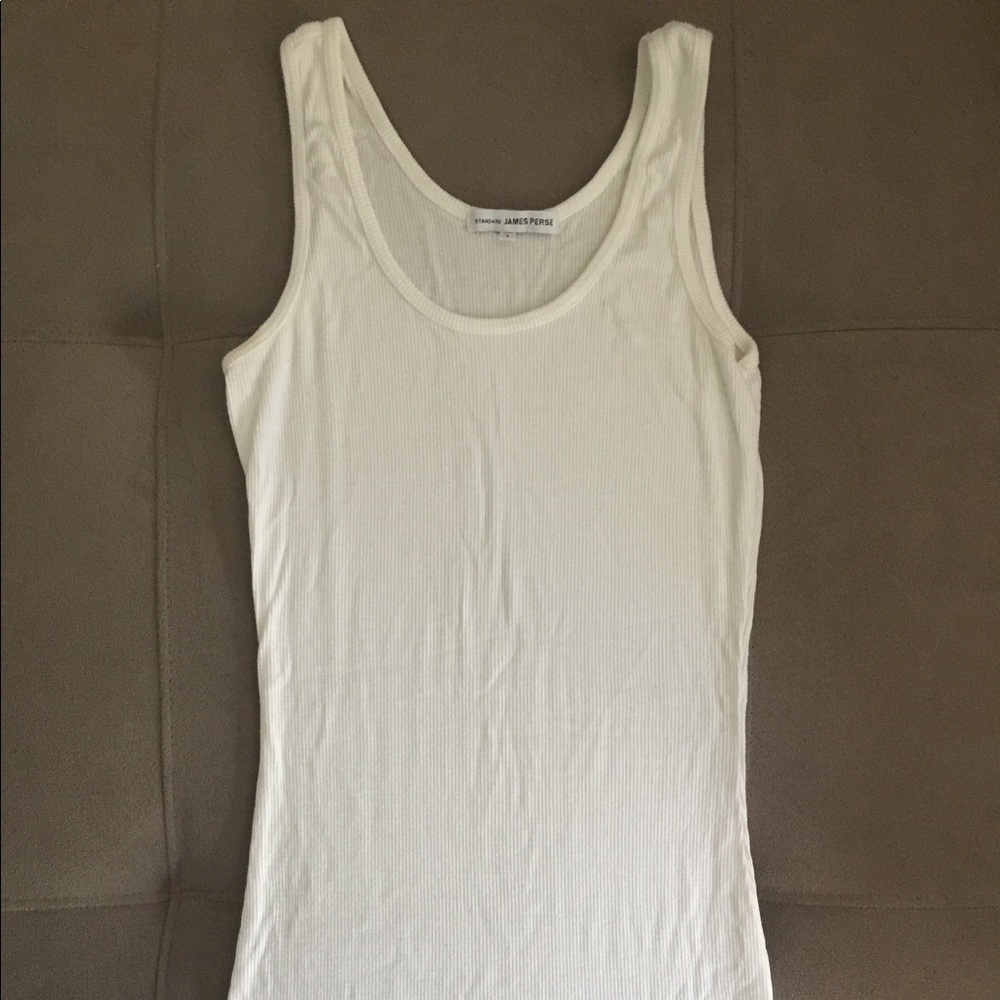 James Perse White Ribbed Tank Stretchy size 1 XS