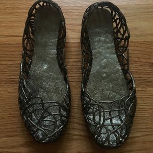 Mellissa + campana silver flat sparkly shoes