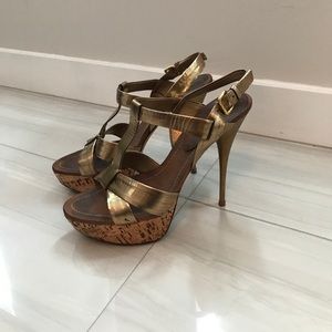 Miu Miu gold strappy sandals