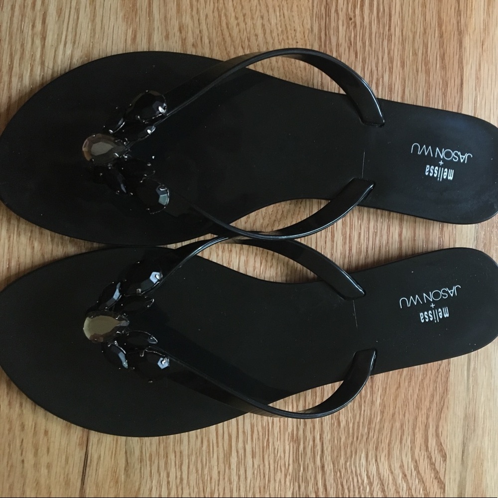 Black sandal flip flops Mellisa + Jason wu