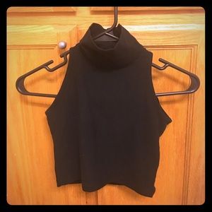 Black turtleneck crop top