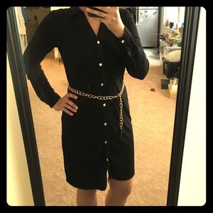 MK shirt dress with gold chain belt