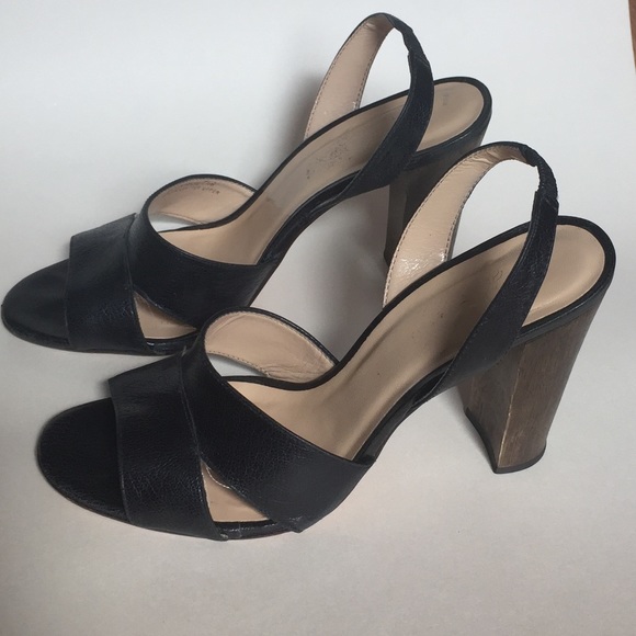 Talbots Shoes - Talbots Black Leather sling back open toe heels