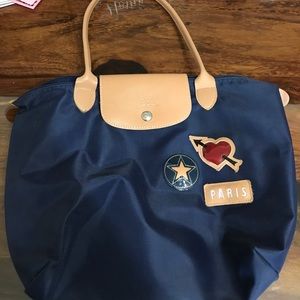 Longchamp Navy Bag with Paris emblems